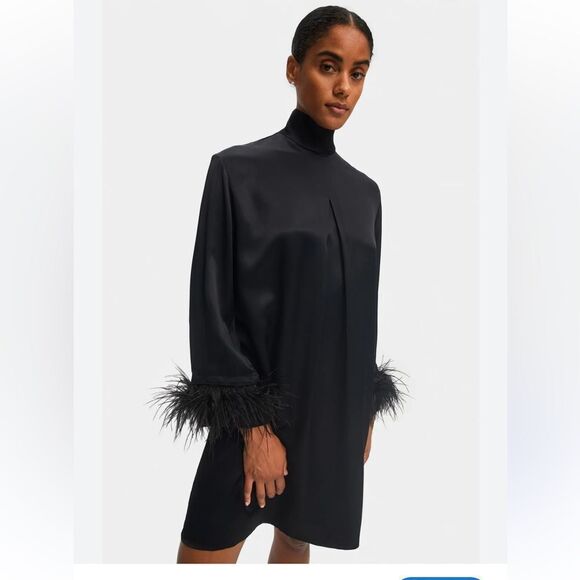 Sleeper Party Shirt Dress with Detachable Ostrich Feather 100% NWT $369 - Picture 3 of 11